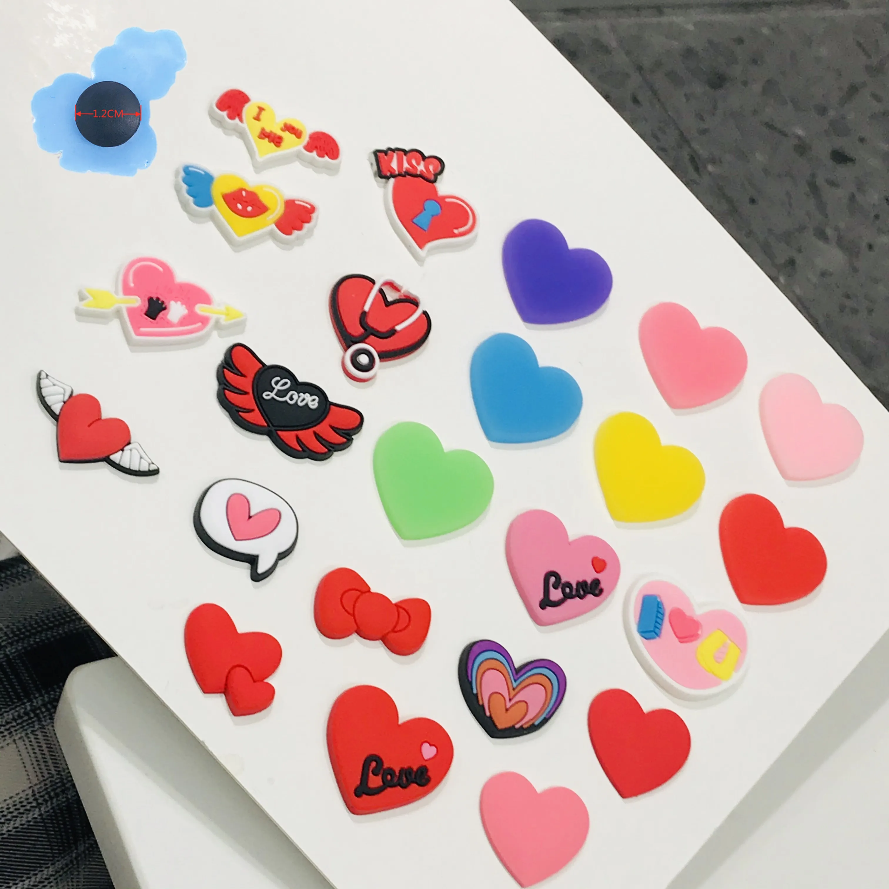 7-15 Pcs Mix Heart-Shaped Garden Shoe Decoration PVC DIY Wristband Backpack Holes Kids Shoe Accessories Shoes Charms