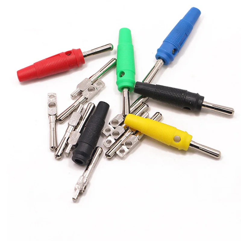 4mm Banana Plug High Current Insulated Shrouded Stackable Connector Screw connection red black blue green yellow Cross slot |