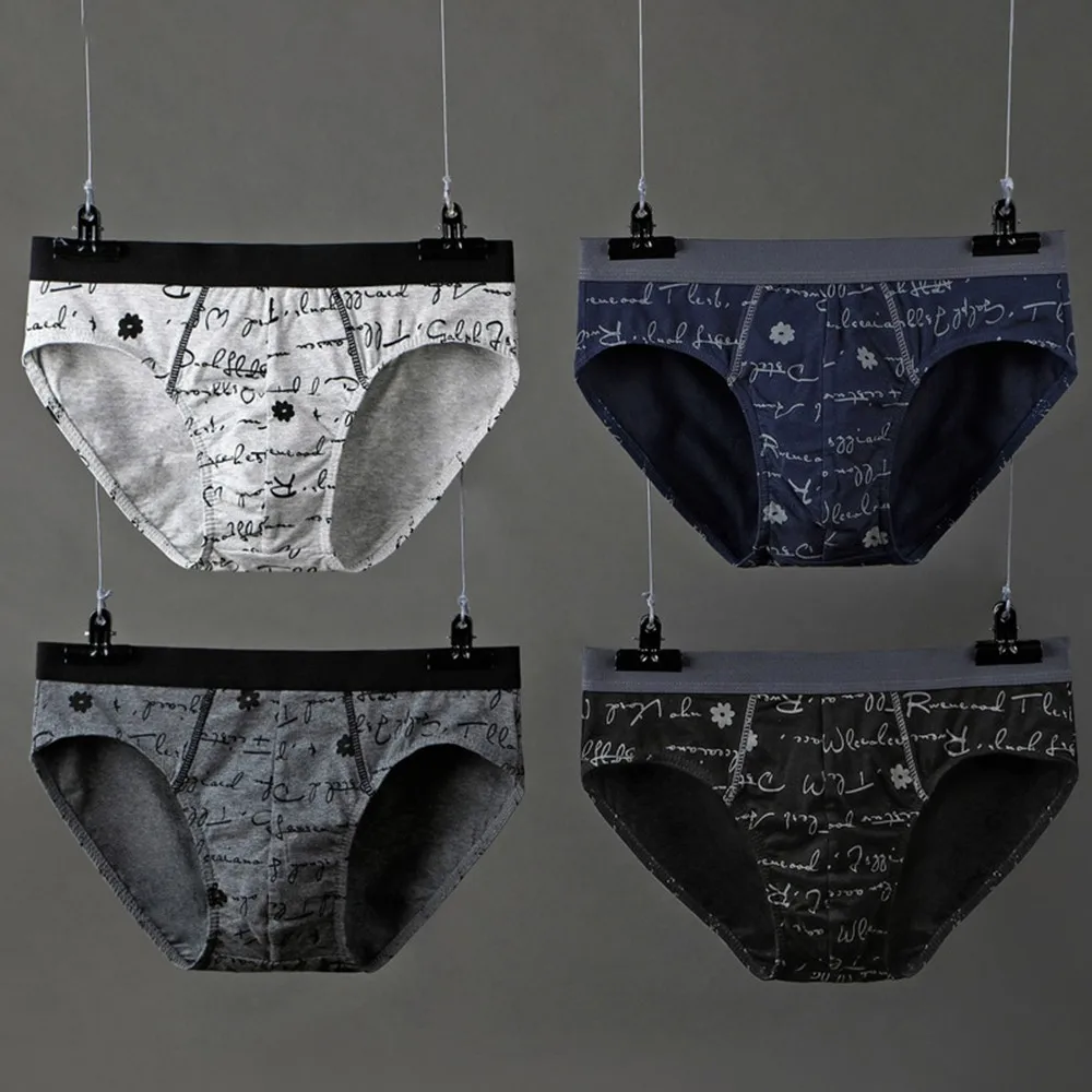 

4 Pcs/Lot Men's Erotic Lingerie Solid Color Briefs Cotton Bikini Comfortable Breathable Bodysuit Bottoms Male Panties Plus Size