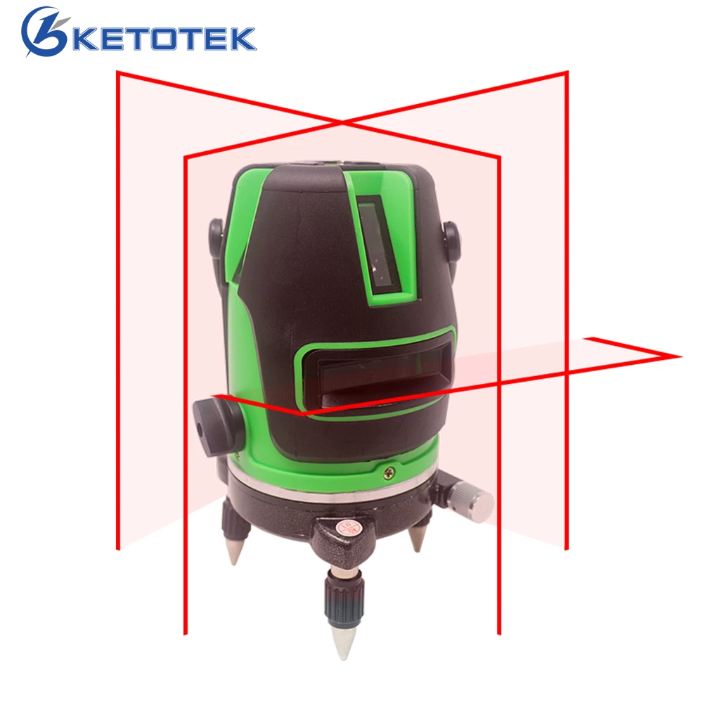 Ketotek 5 линий 6 точек лазерный уровень 360 Поворотный самонивелирующийся 635 нм Красный Горизонтальный Вертикальный крест линия наружная функция блокировки