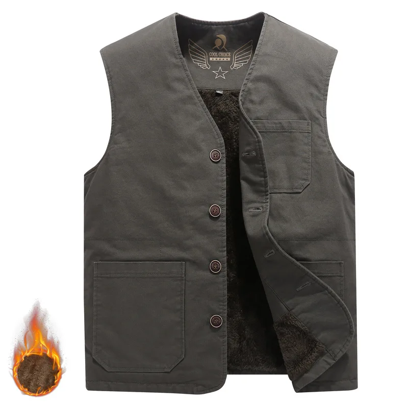 

Winter Vest Mens Multi Pockets Spring Autumn Waistcoat Photographer Fishing Casual Warm Sleeveless Jacket Plus Size 8XL