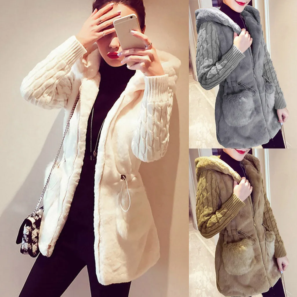 Элегантное женское пальто из искусственного меха осень зима 2018 теплая мягкая