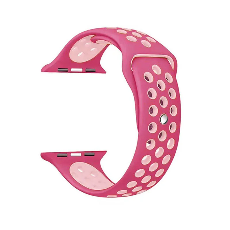 Rose red pink Силиконовый ремешок для apple watch ремень 44 мм 42 мм apple watch, ремешок 38 мм, версия 40 мм адаптер наручных часов iwatch, 4/3/2/1 серии спортивный браслет - Цвет ремешка: Rose red pink