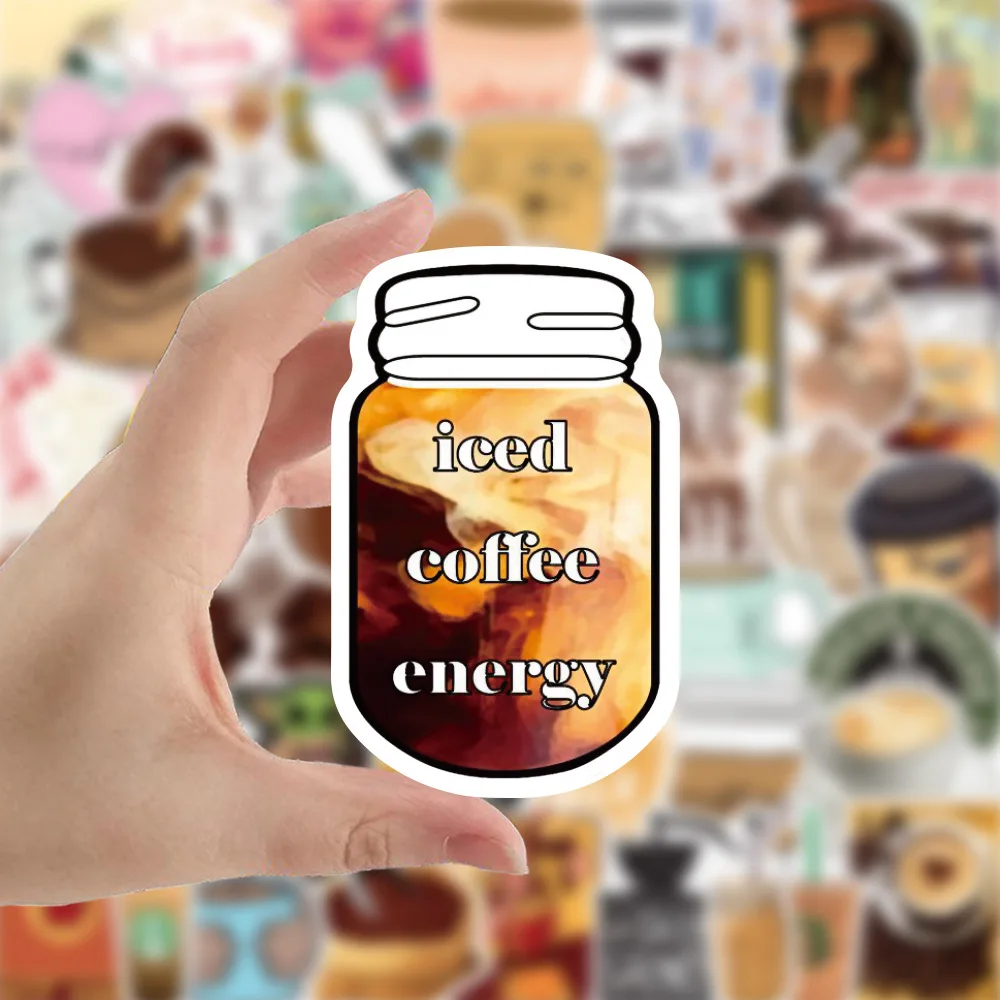 103050pcs cute coffee cartoon graffiti stickers aesthetics laptop guitar luggage phone waterproof anime sticker decal kid toy free global shipping