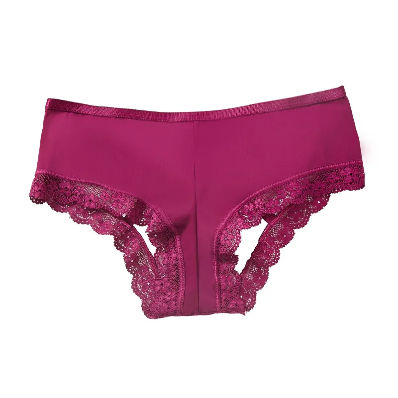 

Underwear Women Sexy Lace Cut Out A Piece of Smooth Surface Cool Women Triangle Pants Low Waist Cotton Crotch