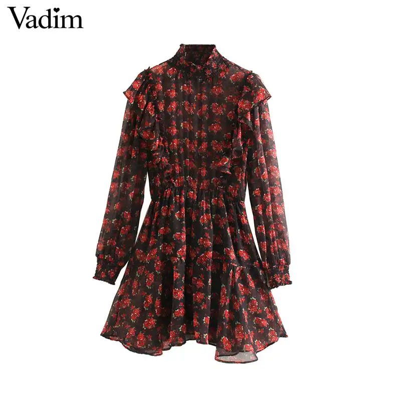Женское элегантное платье vadim с цветочным узором шифоновое оборками длинным