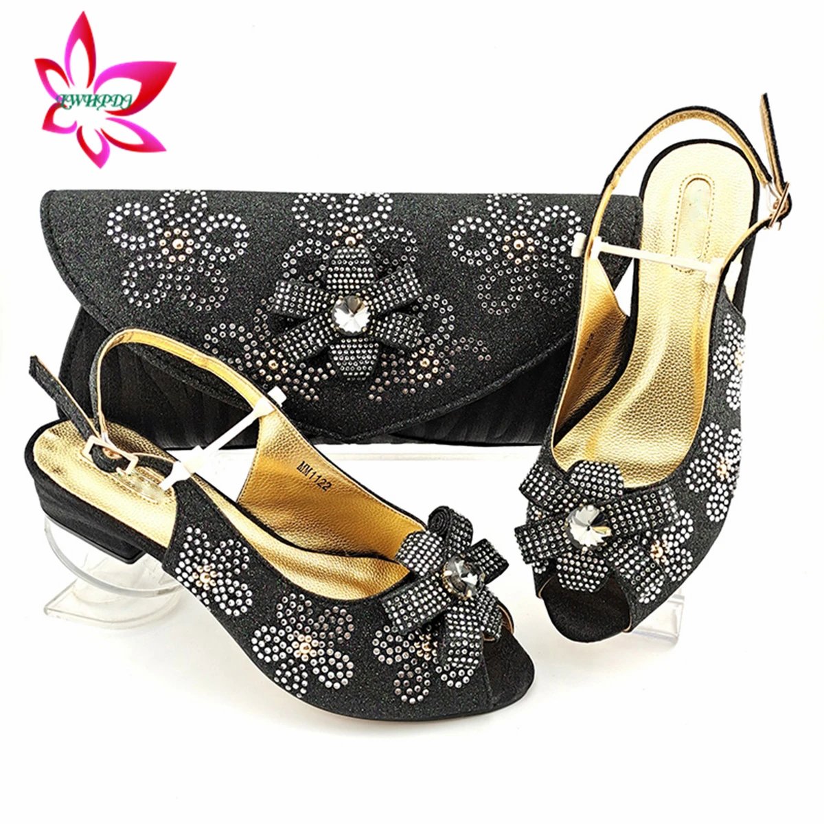 

2021, классический стиль, Специальный итальянский дизайн, женская обувь, подходящая сумка в черном цвете, нигерийские женские сандалии с крис...