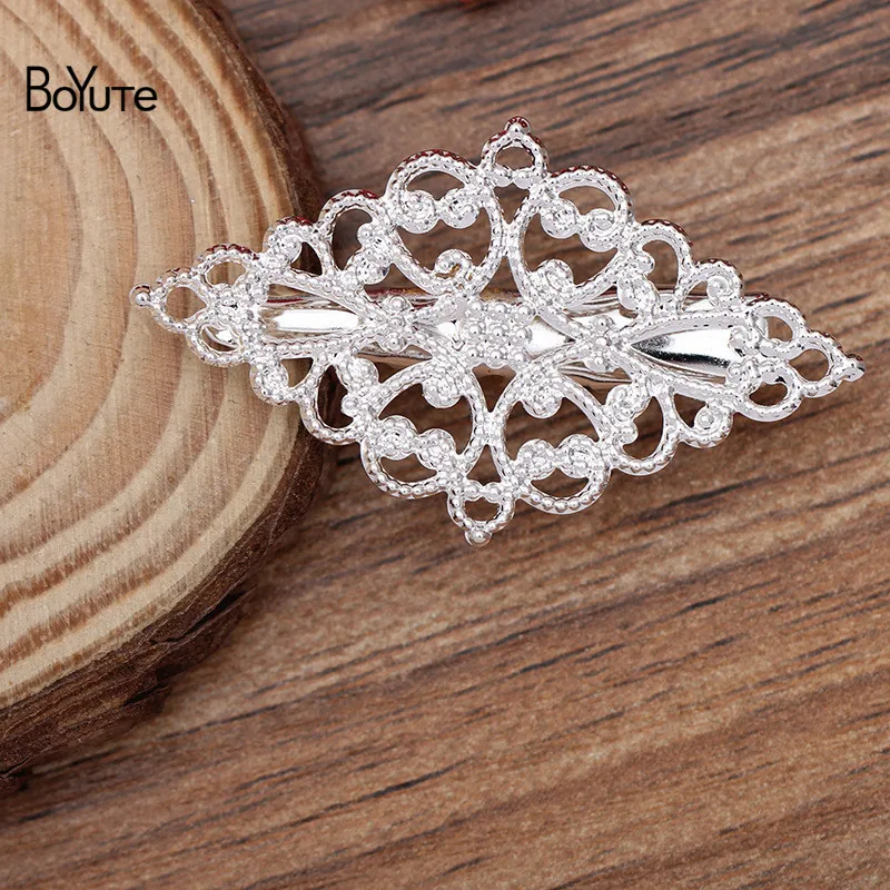 

BoYuTe Wholesale (20 Pieces/Lot) 36*44.5MM Filigree Flower Hair Clip Diy Hand Made Retro Hair Jewelry Accessories