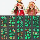 Рождественские светящиеся Временные татуировки, наклейки, Санта Клаус, снежинка, Светящиеся Татуировки, Детские боди-арт, татуировки, Рождественский Декор, 10 шт.