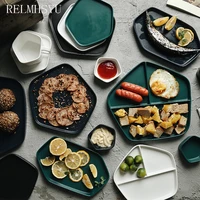 1pc relmhsyu nordic style ceramic solid western food steak dim sum vegetable breakfast dinne plate home tableware