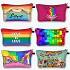 С изображением ЛГБТ-радуги косметичка, женская сумка для макияжа, чехол для губной помады Love Is Love нарядная сумка для косметических принадлежностей