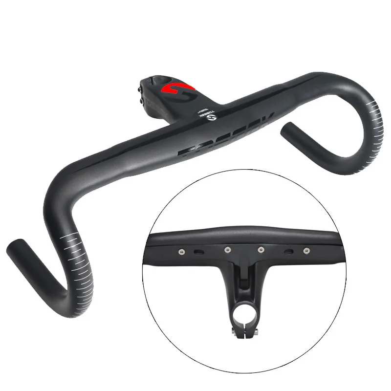Дешево Цельный руль для велосипеда Toseek, цельный руль из углеродного волокна, руль для дорожного велосипеда