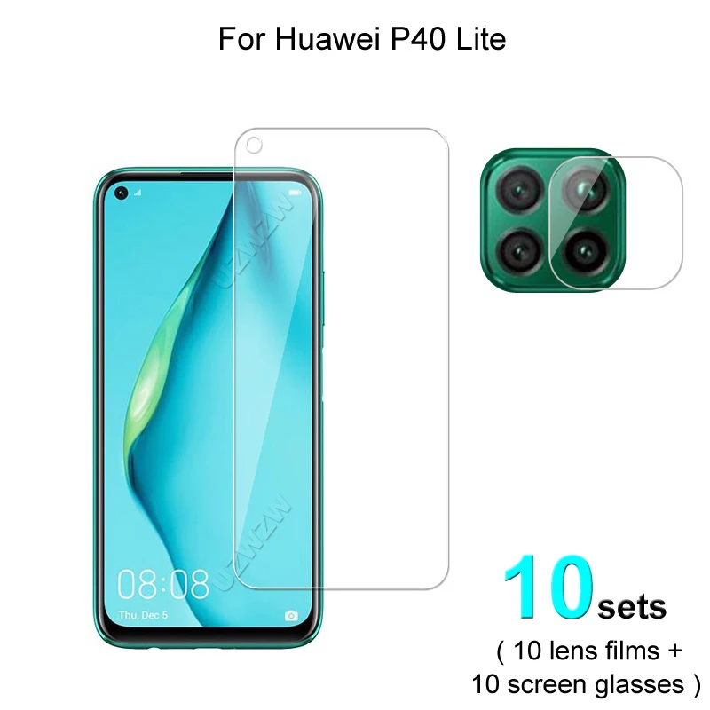 

Стекло для Huawei P40 Lite, 10 комплектов, пленка для объектива камеры и протектор экрана, защитное закаленное стекло HD, взрывозащищенное