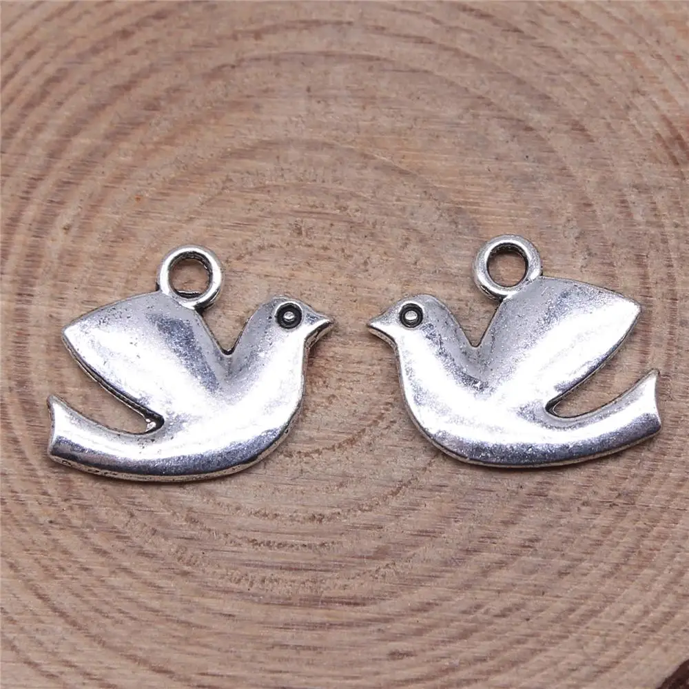 

Earring Charms For Jewelry Making 40pcs Peace Dove Charms 12x16mm Antique Silver Plated