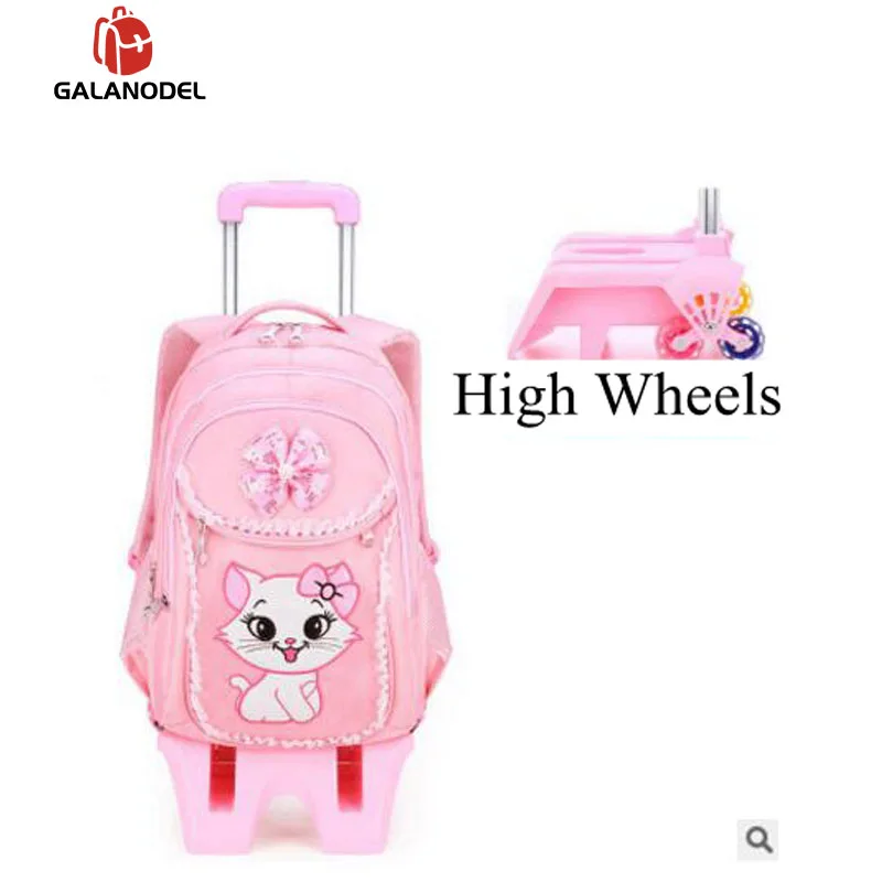 Детская дорожная сумка на колесиках рюкзак тележка для школы девочек милый