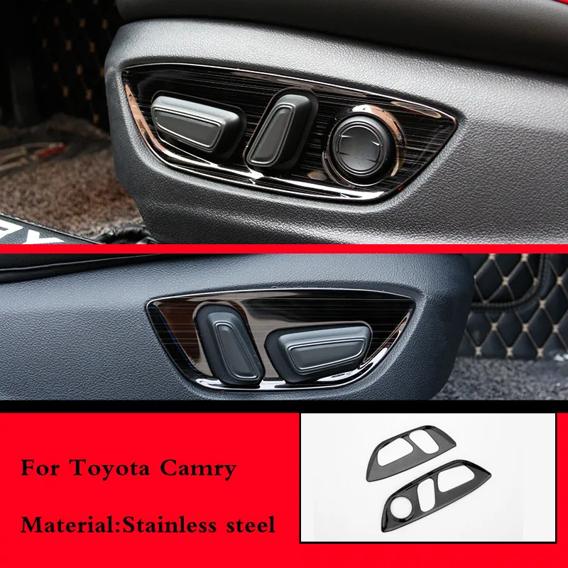 

Stainless Steel Car Seat Adjusting Switch Knob Panel Cover Decoration Sticker Accessories For Toyota Camry XV70 2018 2019 2020