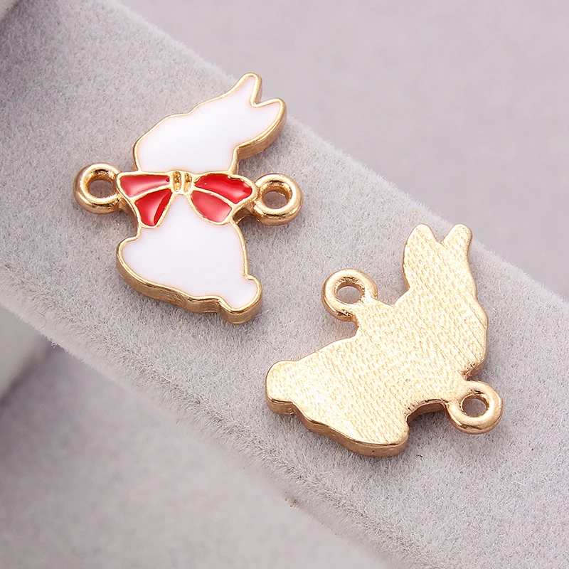 10 шт. бантик на кроличьем меху Разъемы сплав эмаль браслет для изготовления