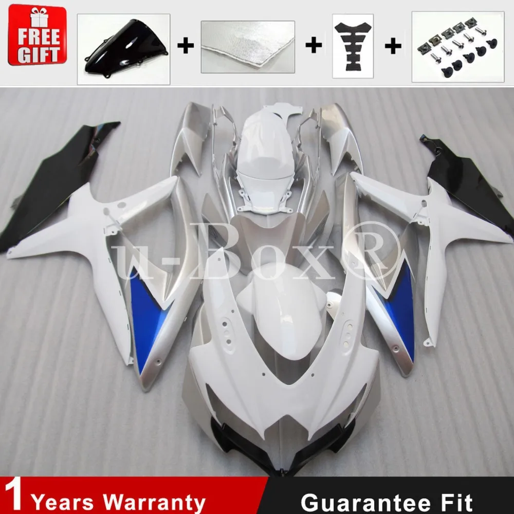 

Новый комплект обтекателей из АБС-пластика, подходит для Suzuki GSX-R 600 750 K8 2008 2009 08 09 10, индивидуальный Бесплатный комплект кузова, белый