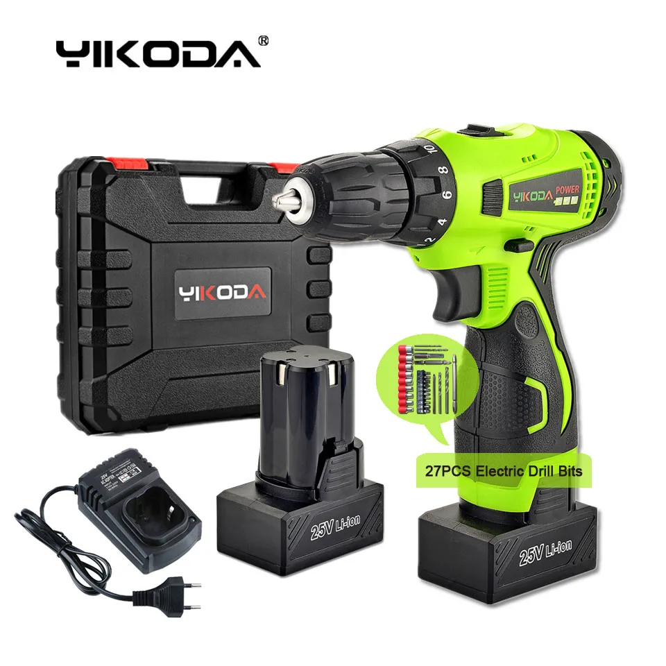 Алюминиевая крышка 25В Аккумуляторная дрель Перезаряжаемые DIY отвертка Мощность