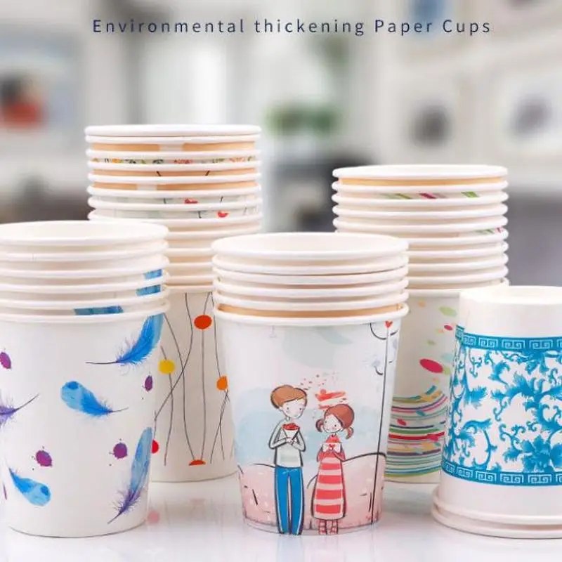 Одноразовые чашки утолщенные праздвечерние чные принадлежности с принтом