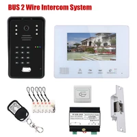 7 inch 12 camera bus 2 wire rfid video door phone intercom systems electronic door lock home access control system