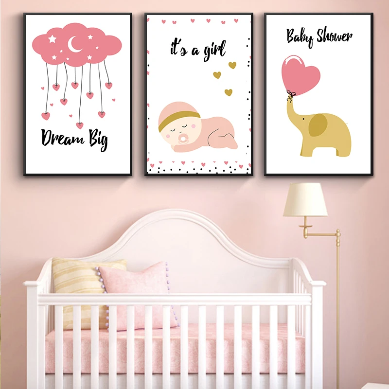 Dream Big cartoon bear/Детская комната для девочек детские холщовые картины старинный