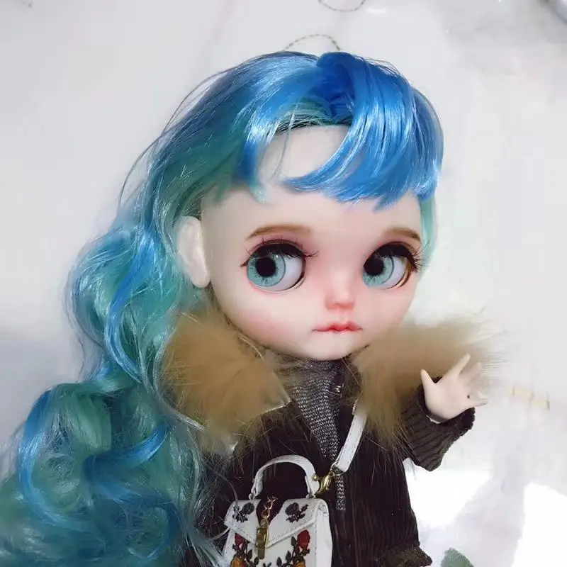 Обнаженная индивидуальная кукла Blyth Голубые вьющиеся волосы|Куклы| |