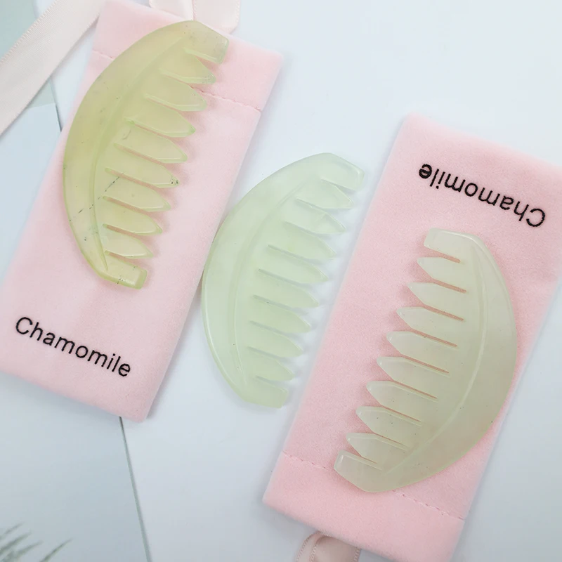 Расческа для волос Gua sha натуральный драгоценный Массажер кожи головы Нефритовая
