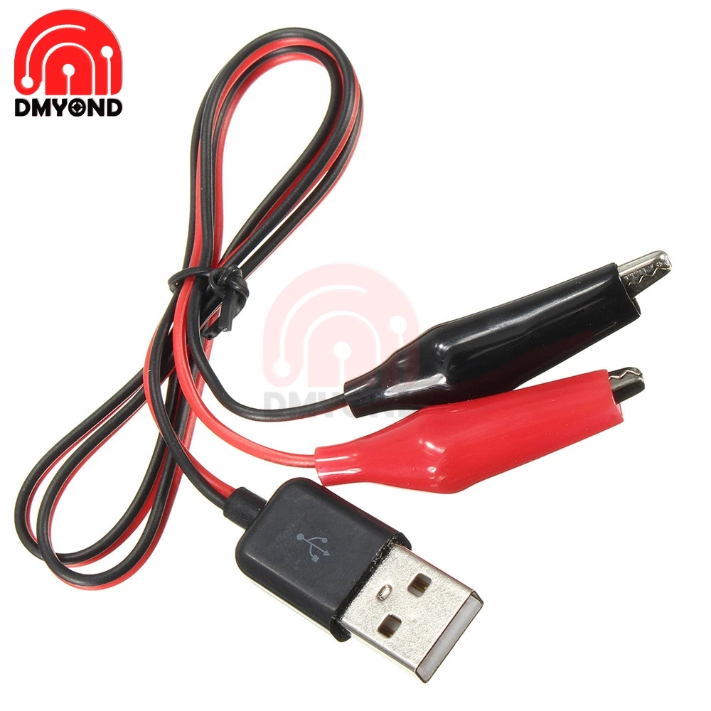 Alligator Test Clips Clamp to USB Male Connector Power Supply Adapter Wire 58cm Cable Red and Black | Обустройство дома