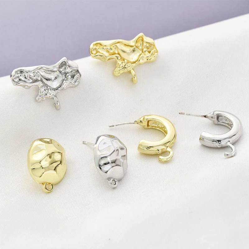 

10Pcs Irregular DIY Earrings Stainless Steel Geometric Round Stud Earrings Base Connectors Handmade Jewelry Making Accessories