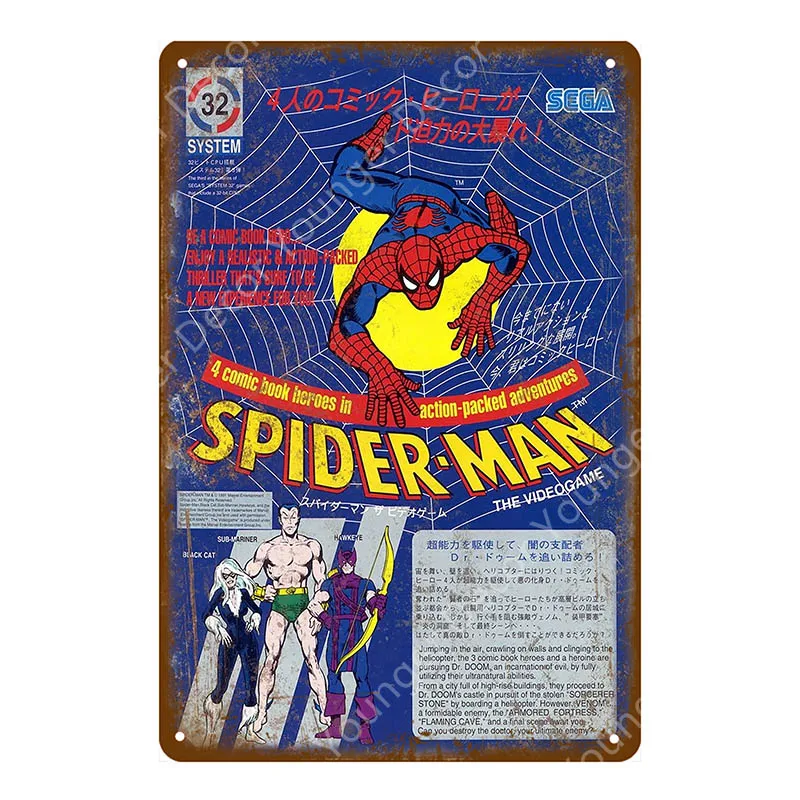 Постер для видеоигр с фильмом из мультфильма игровые металлические знаки