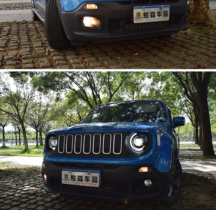 Автомобильный Стайлинг фар для Jeep Renegade- светодиодные фары DRL ходовые огни биксеноновый луч ангельские глазки Авто фара