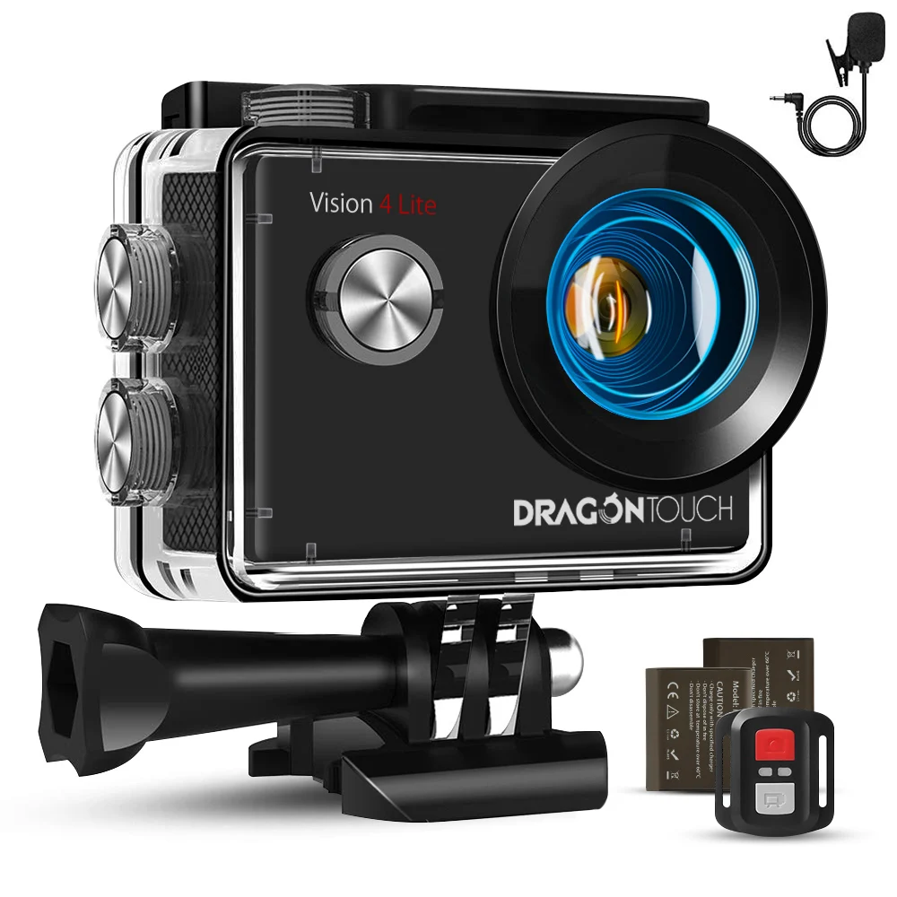 

Touch 4K Action Camera 20MP EIS Anti-shake Support External Microphone Underwater 100ft Waterproof Camera with Mounting