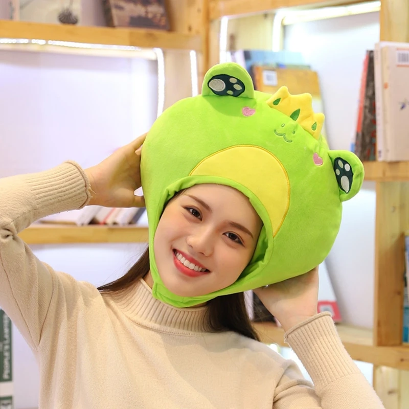 

Cartoon Prince Frog Plush Hat Funny Big Eyes Crown Stuffed Headgear Photo Props M5TE