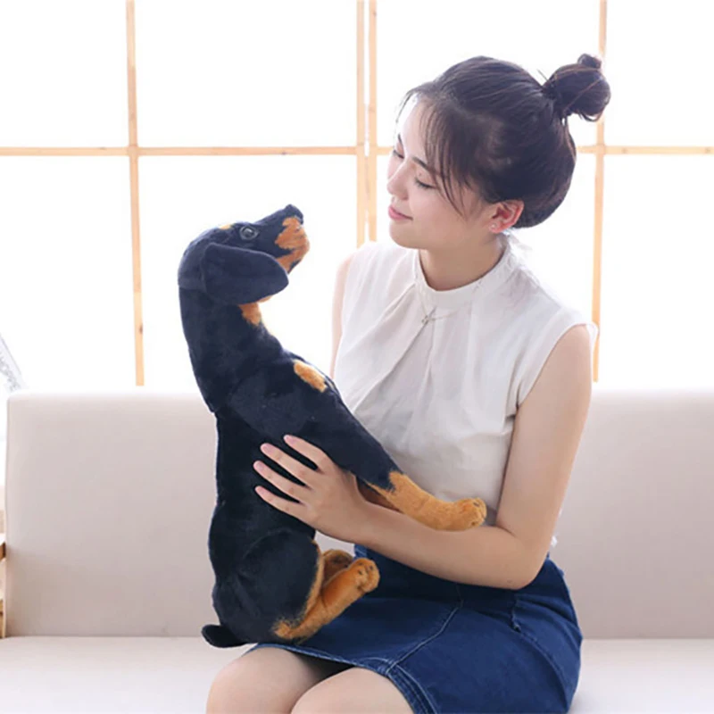 Реалистичная Имитация Черной собаки плюшевая игрушка плюшевое животное милая