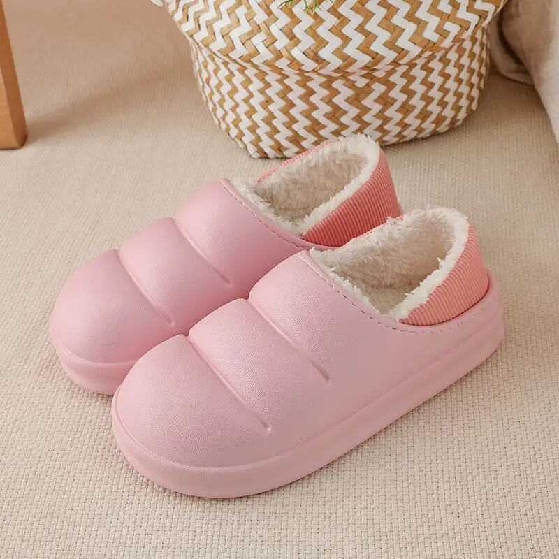 JIANBUDAN Home cotton shoes plush slippers Women's Indoor Warm casual Shoes Winter Waterproof Cotton shoes plush Indoor slippers