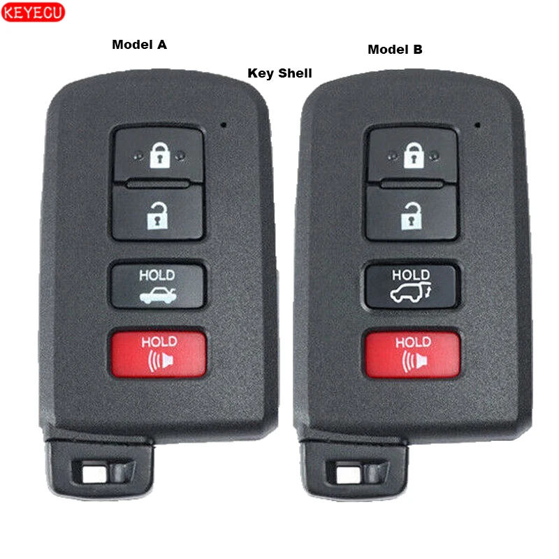 Смарт чехол KEYECU для ключей с дистанционным управлением 3 + 1/4 кнопки Toyota RAV4 Camry ключ