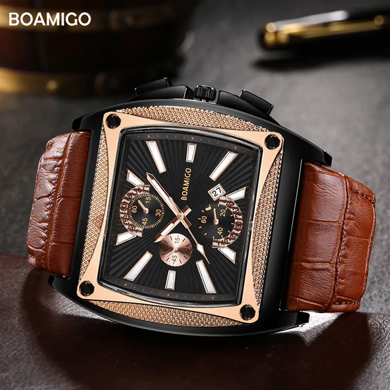 

BOMIAGO Relogio Masculino Sport Men Quartz Wristwatches Calendario Relojes Hombre Square Montre Homme Watches Top Brand Luxury