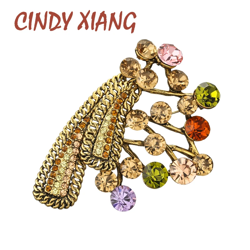 Большая женская брошь в виде цветка CINDY XIANG Стразы винтажная модная дерева