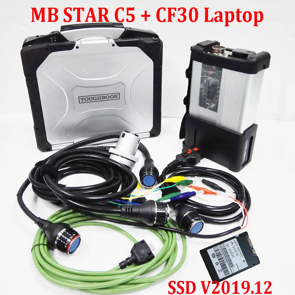 Лучший MB Star C5 ноутбук CF30 с новейшим V2019.12 SSD MB SD подключения C5 программное обеспечение для автомобиля и грузовика диагностический инструмент работает напрямую