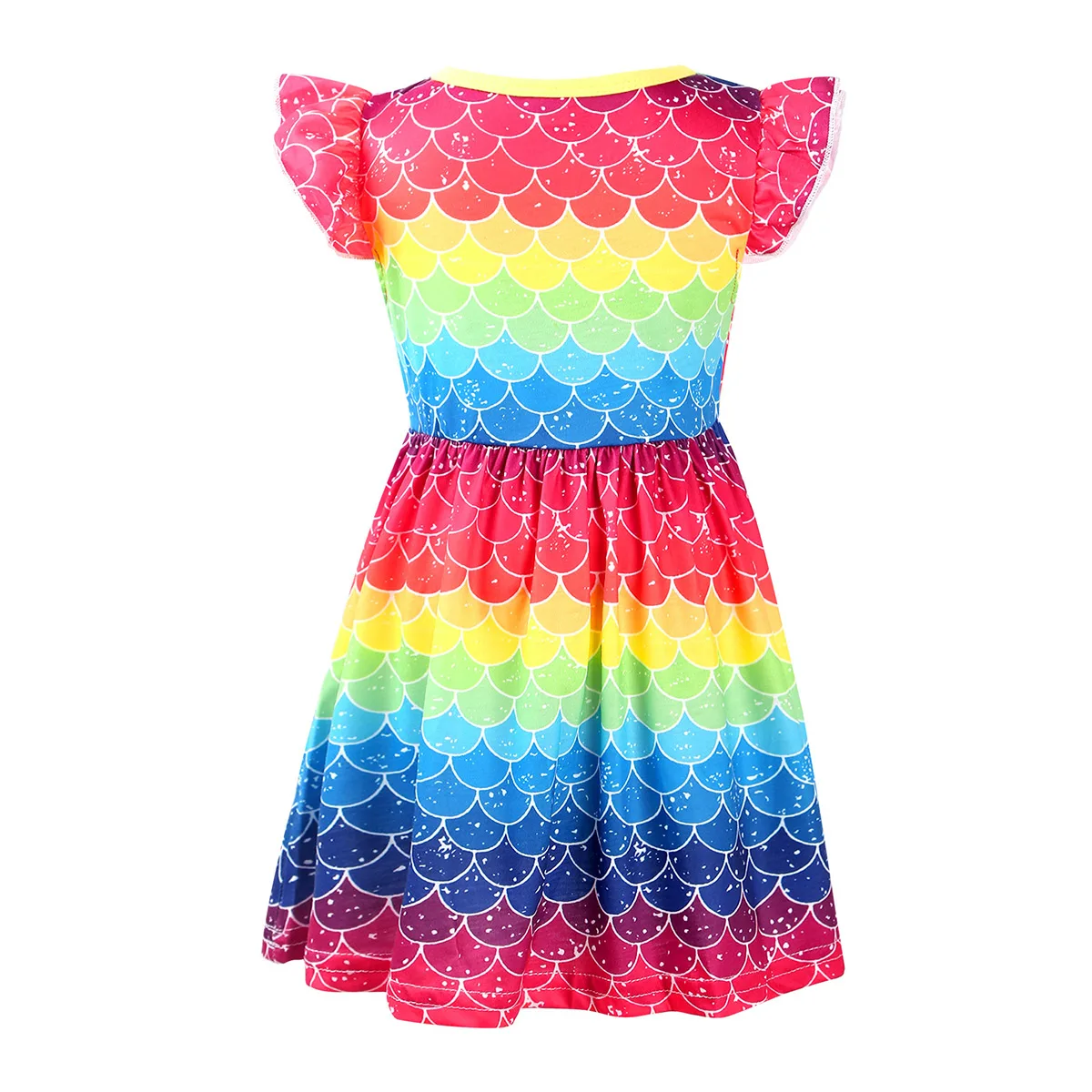 Летнее милое платье с рукавами-крылышками радужным принтом ночные рубашки для