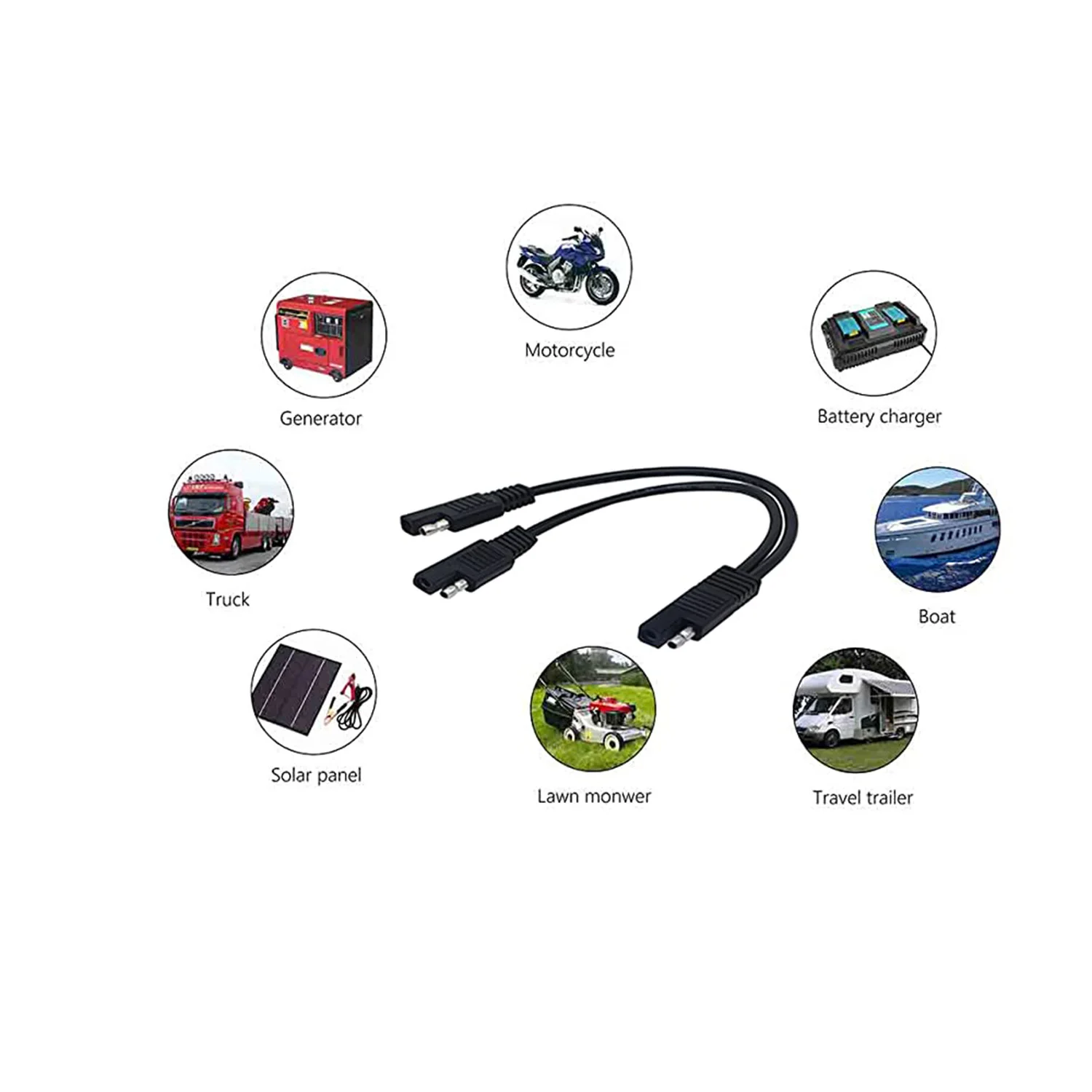 1pc SAE Car Solar DC Power Charging Extension Automotive 18AWG 1 to 2 SAE Y Splitter Connector Cable Quick Release Disconnect images - 6
