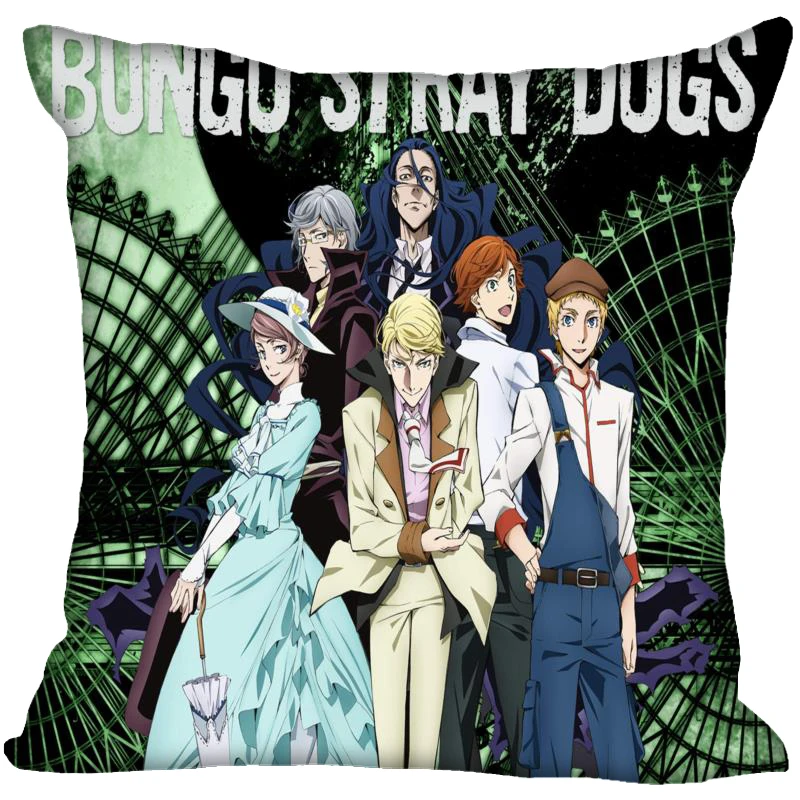 Custom Bungou Stray Dogs Anime Pillowcase Satin Fabric Pillow Cover Square Zipper Cases Home Office Wedding Decorative | Дом и сад