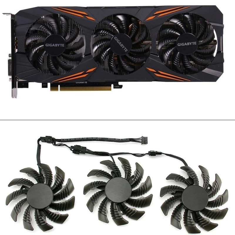 Новый вентилятор 3 шт. T128010SU PLD08010S12HH 4PIN 78 мм GTX1080 GPU для Gigabyte AORUS GTX 1060 1070 1080 G1 1070Ti 1080Ti