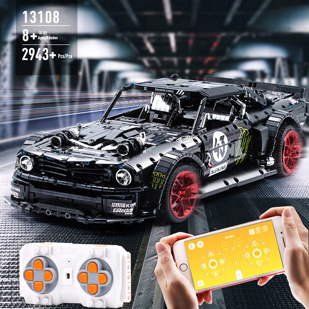 13108 приложение RC Technic Car Ford Mustang Hoonicorn с мотором совместим MOC 22970 23009 строительные