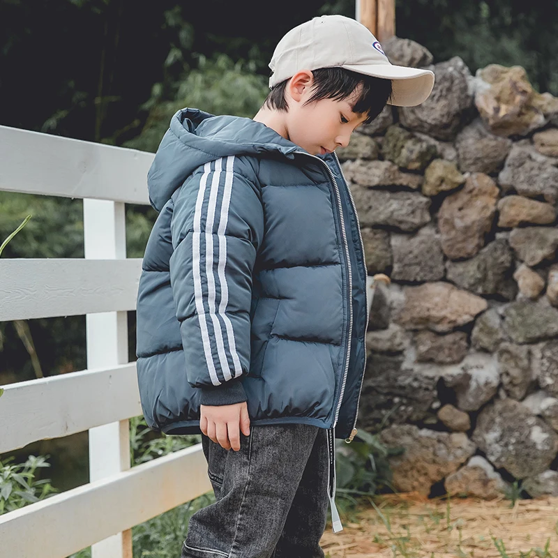 

Hylidge Stripe Sleeves Hooded Children Kids Parka Jackets Candy Color Cotton Coat Snowsuit Baby Girl Russian Winter Clothes