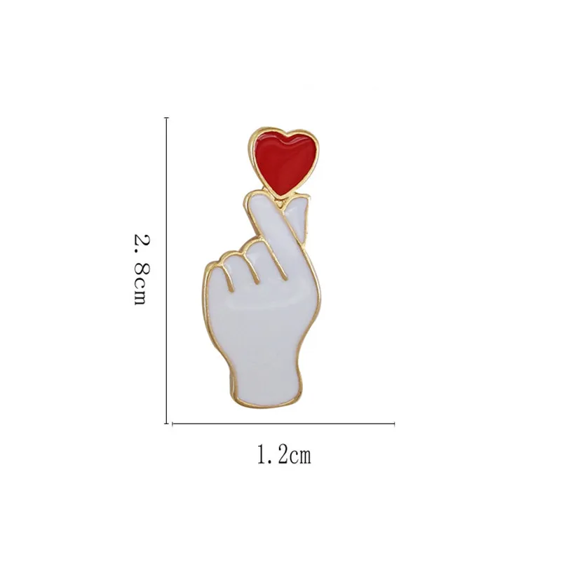 Fashion cool wind red love dripping glazed earrings personality simple gestures than heart earrings jewelry accessories