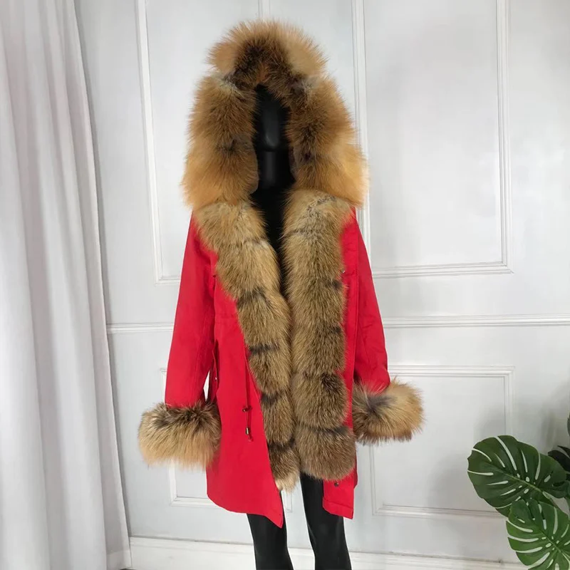 Новые чернобурки меховой парка пальто женские трикотажные silver fox меховой подкладке парки Черный зимой толстые Настоящее пальто с мехом теплые женские верхняя одежда - Цвет: 23