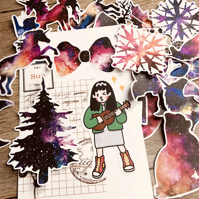 22 звёздочка винтажная фантазия галактика единорог животные наклейка сделай сам