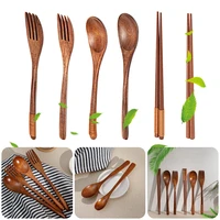 kitchen tableware wooden chopsticks spoon fork cutlery handmade natural wood tableware kitchen utensils